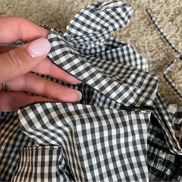 3.1 Phillip Lim Smocked Gingham Top Black/White 2 - Picture 12 of 15